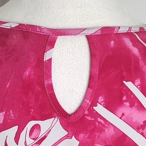 Clara Sun Woo Sleeveless Hot Pink & White Jersey Top Longer on One Side Sz M - Picture 8 of 10